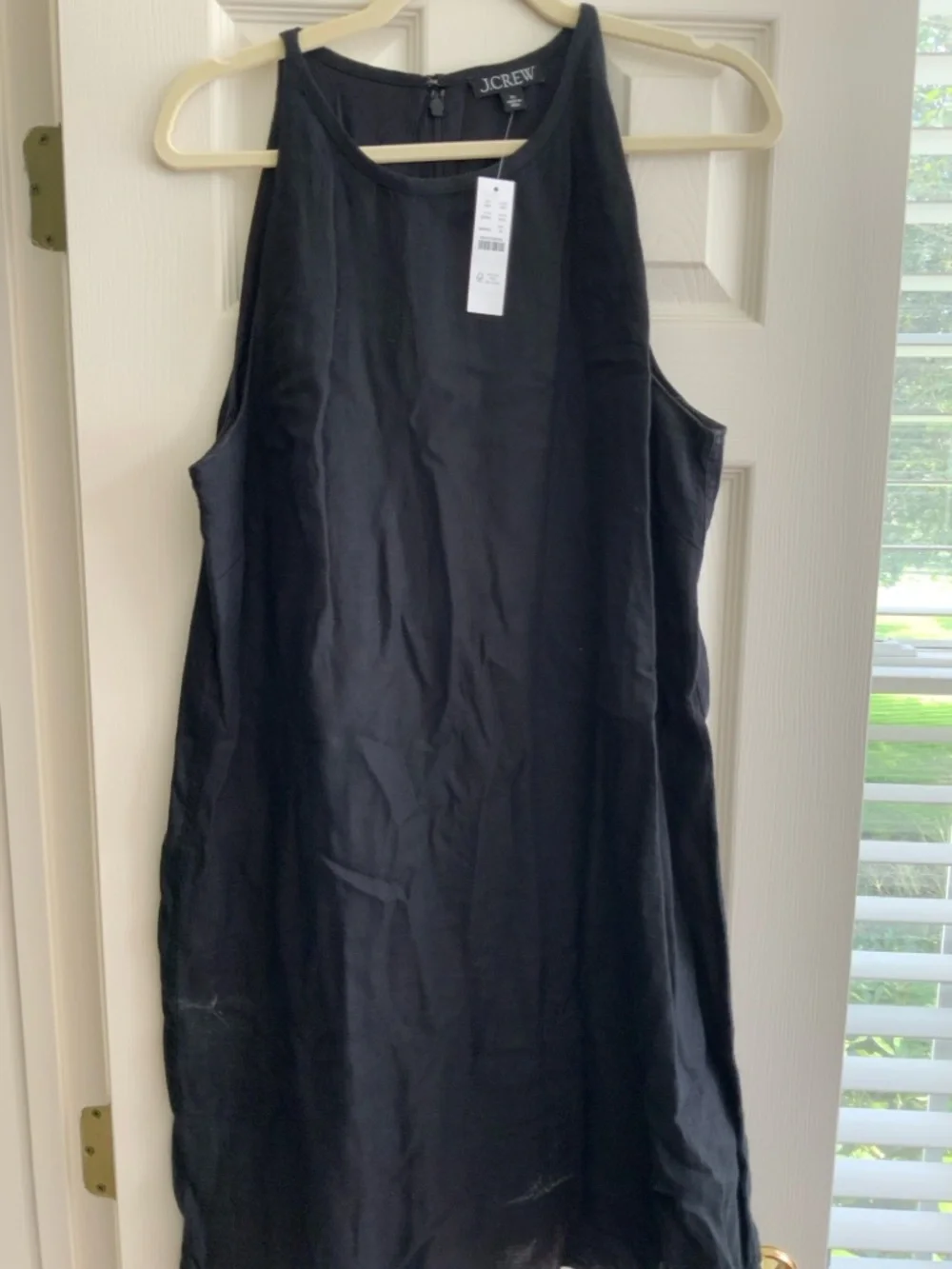 J. Crew Black Sleeveless Mini Shift Dress with Scoop Neck